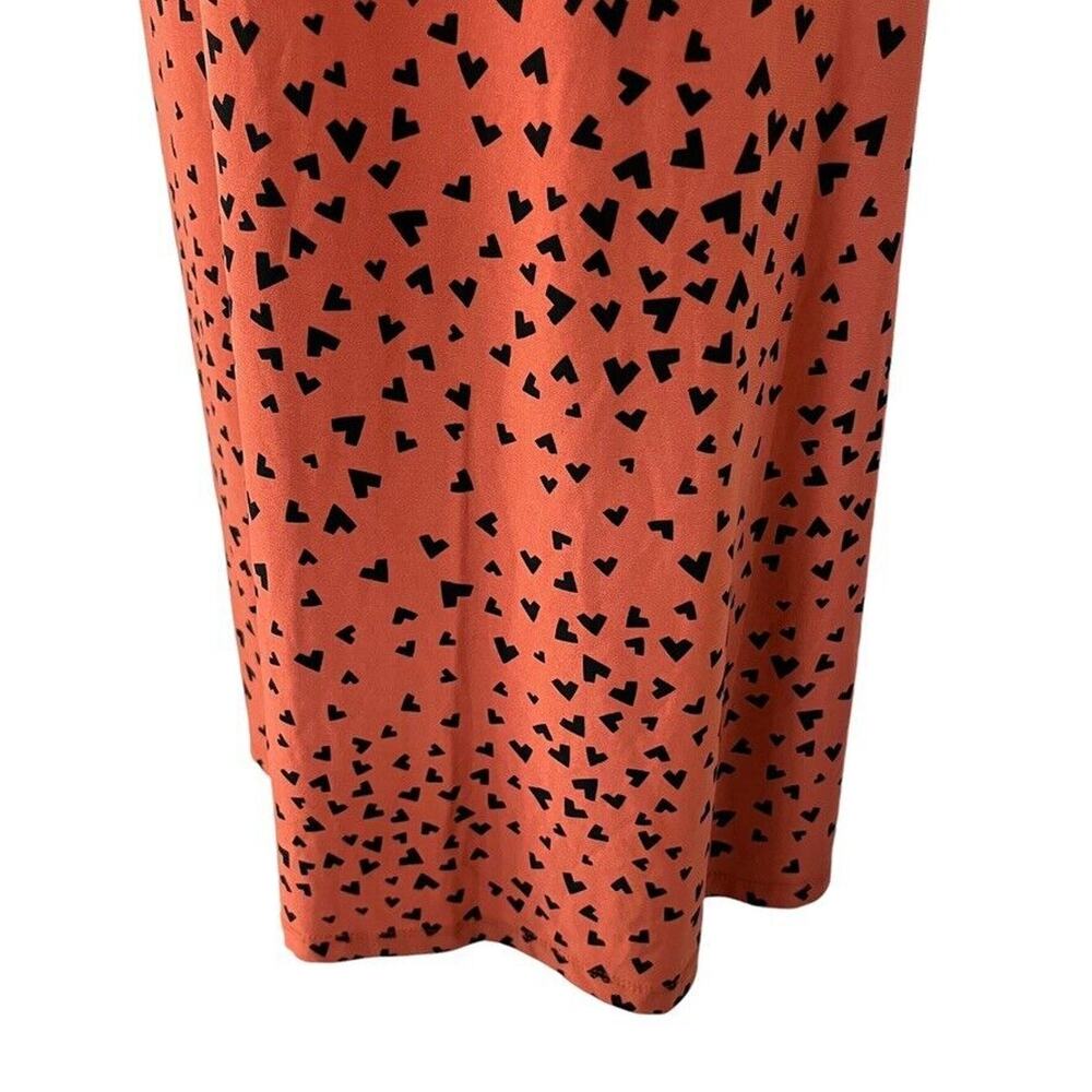 Anne Klein Womens Orange Black Stretch Jersey Knit Sleeveless V-Neck Dress sz L - Picture 12 of 16